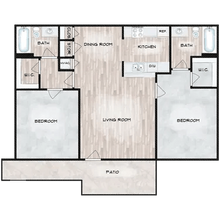 2 BR, 2 BA - 60% floor plan